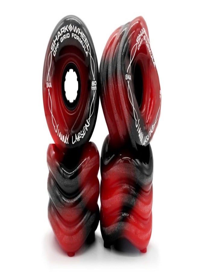 Shark Wheel 60 mm 84a, Skateboard Cruising Wheels, California Roll, Red/Black Swirl, Set of 4 Wheels - Image 1