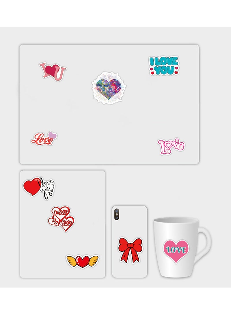 Loquat 100Pcs Love Stickers Vinyl Waterproof Stickers for Kids Teens Adults Scrapbook Sticker with Heart Shape for Laptop Motorcycles Luggage Water Bottles Decor - Image 5