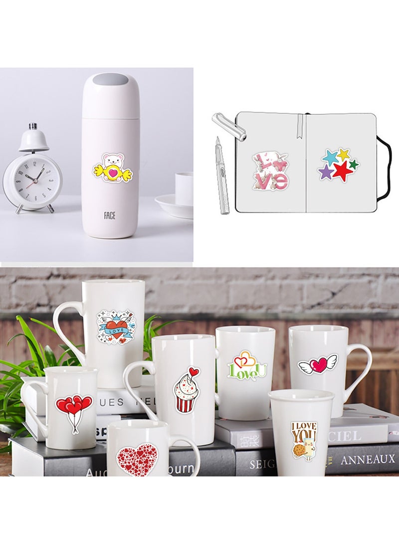 Loquat 100Pcs Love Stickers Vinyl Waterproof Stickers for Kids Teens Adults Scrapbook Sticker with Heart Shape for Laptop Motorcycles Luggage Water Bottles Decor - Image 4