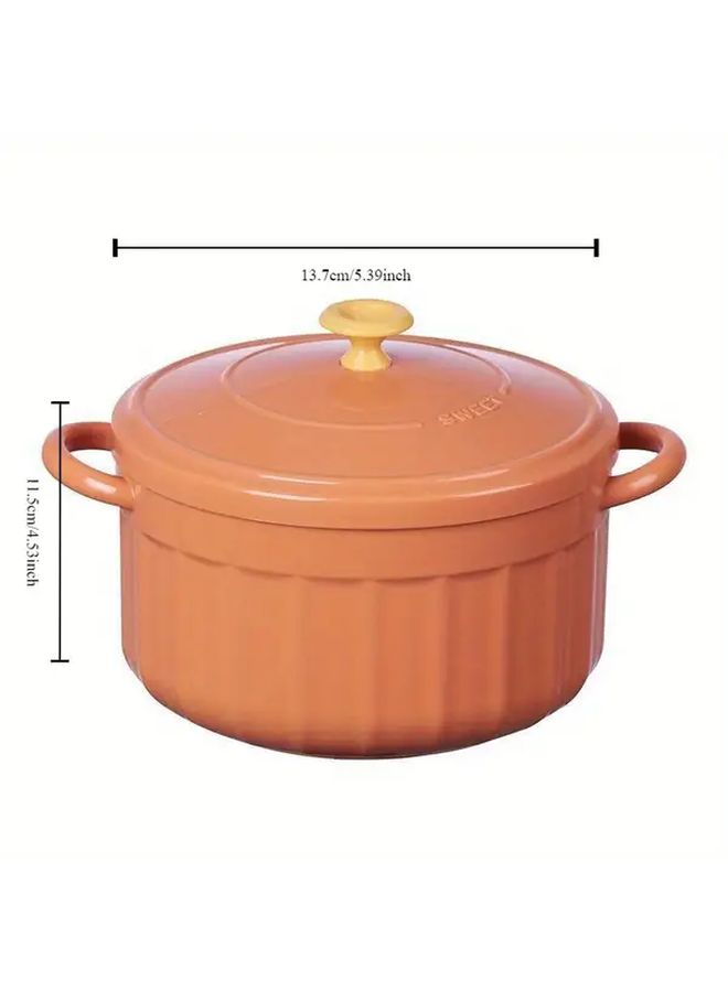 1Pc Blue Candy Color Noodle Bowl Microwave Heatable Stainless Steel Stockpot With Lid Modern Double Ear Soup Bowls Kitchen Essentials Meal Prep Container - Image 3