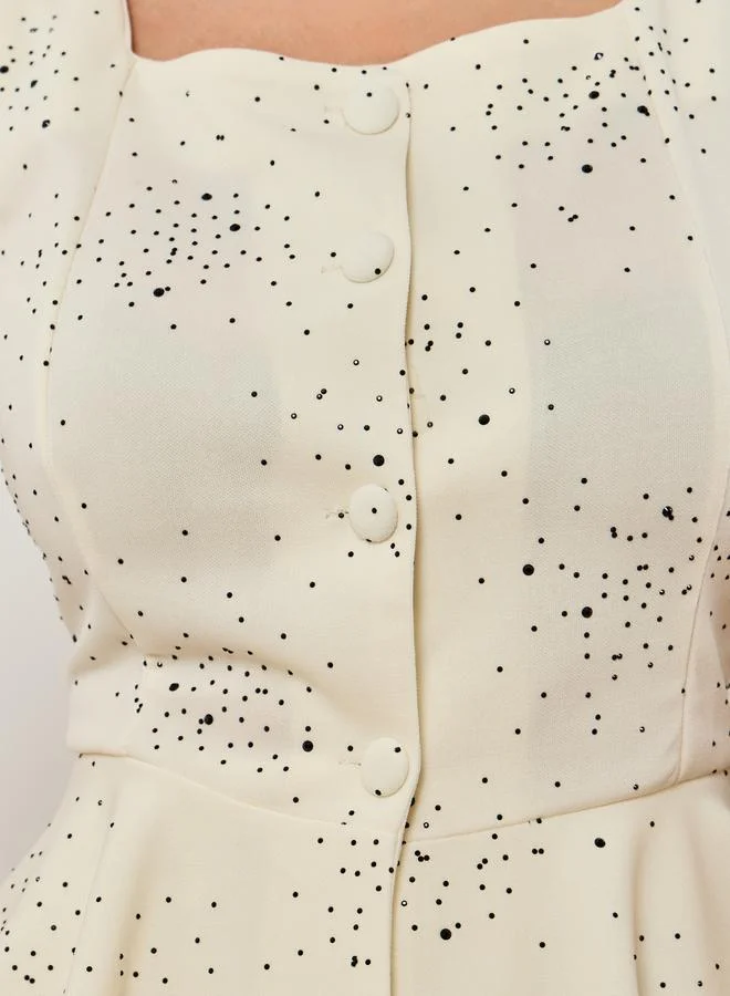 Styli  Women Off-White Sleeveless Peplum Top for Women | Best Price UAE