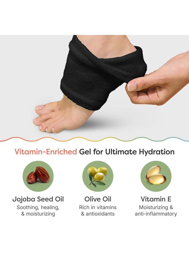 Zentoes - Moisturizing Socks for Cracked Heel Treatment - Vitamin E, Olive Oil and Jojoba Oil Infused to Soften and Hydrate - Heel Socks for Dry Cracked Feet Women (Fuzzy Black, Regular) - Image 1