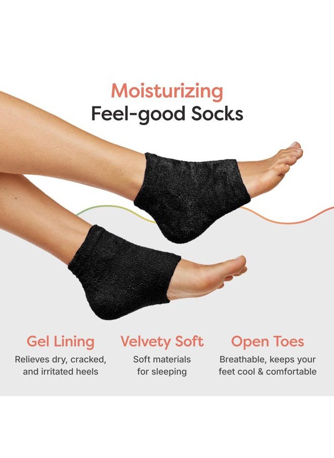 Zentoes - Moisturizing Socks for Cracked Heel Treatment - Vitamin E, Olive Oil and Jojoba Oil Infused to Soften and Hydrate - Heel Socks for Dry Cracked Feet Women (Fuzzy Black, Regular) - Image 1
