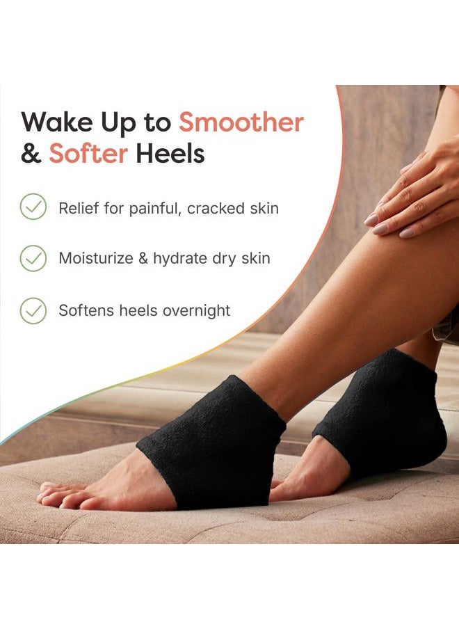 Zentoes - Moisturizing Socks for Cracked Heel Treatment - Vitamin E, Olive Oil and Jojoba Oil Infused to Soften and Hydrate - Heel Socks for Dry Cracked Feet Women (Fuzzy Black, Regular) - Image 1