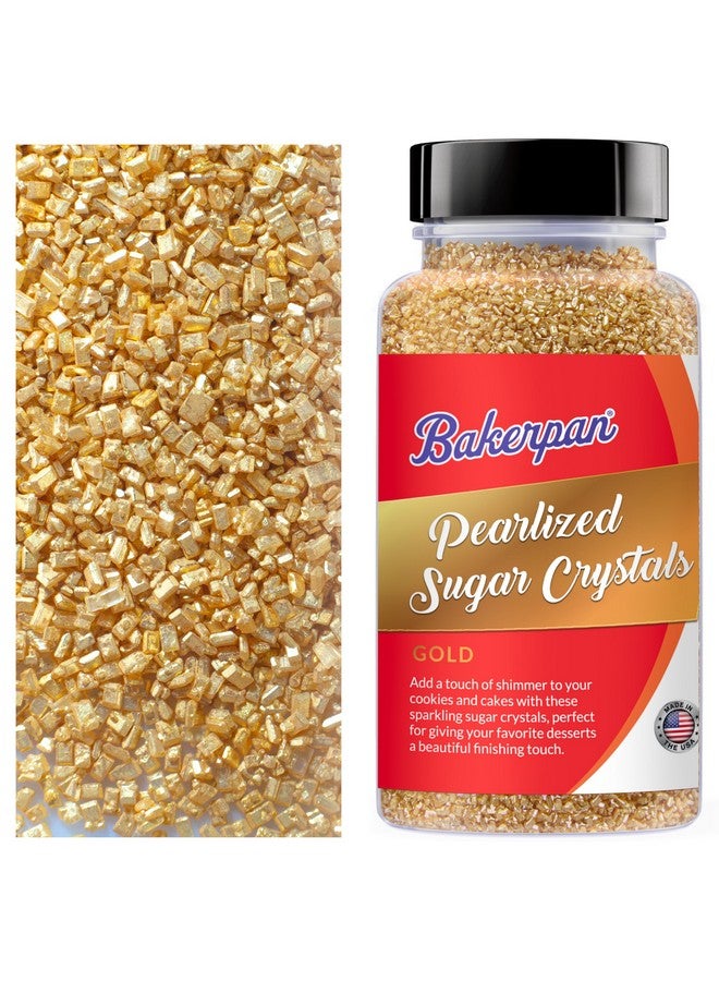 Bakerpan Pearlized Sugar Sprinkles - 5 Ounce Gold Sparkling Sugar for Baking - Decorating Sugar Crystals for Cookies, Cake Pops, Ice Cream (Made in USA) - Image 1
