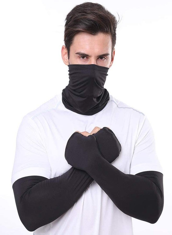 Ghelonadi Men and Women Cotton Face Mask Sun and Dust Protection Face Scarf Bandana Sunscreen Balaclava for Outdoor Biker Hiking Fishing Black 1 PCS - Image 3