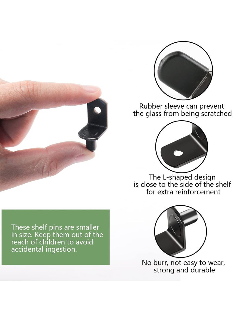L-Shelf Support Pegs, Plated Steel 1/4 L-Shaped Bracket Style Cabinet Shelf Support Pegs with Rubber Sleeve, for Kitchens Support and Shelves Black-50pcs - Image 2