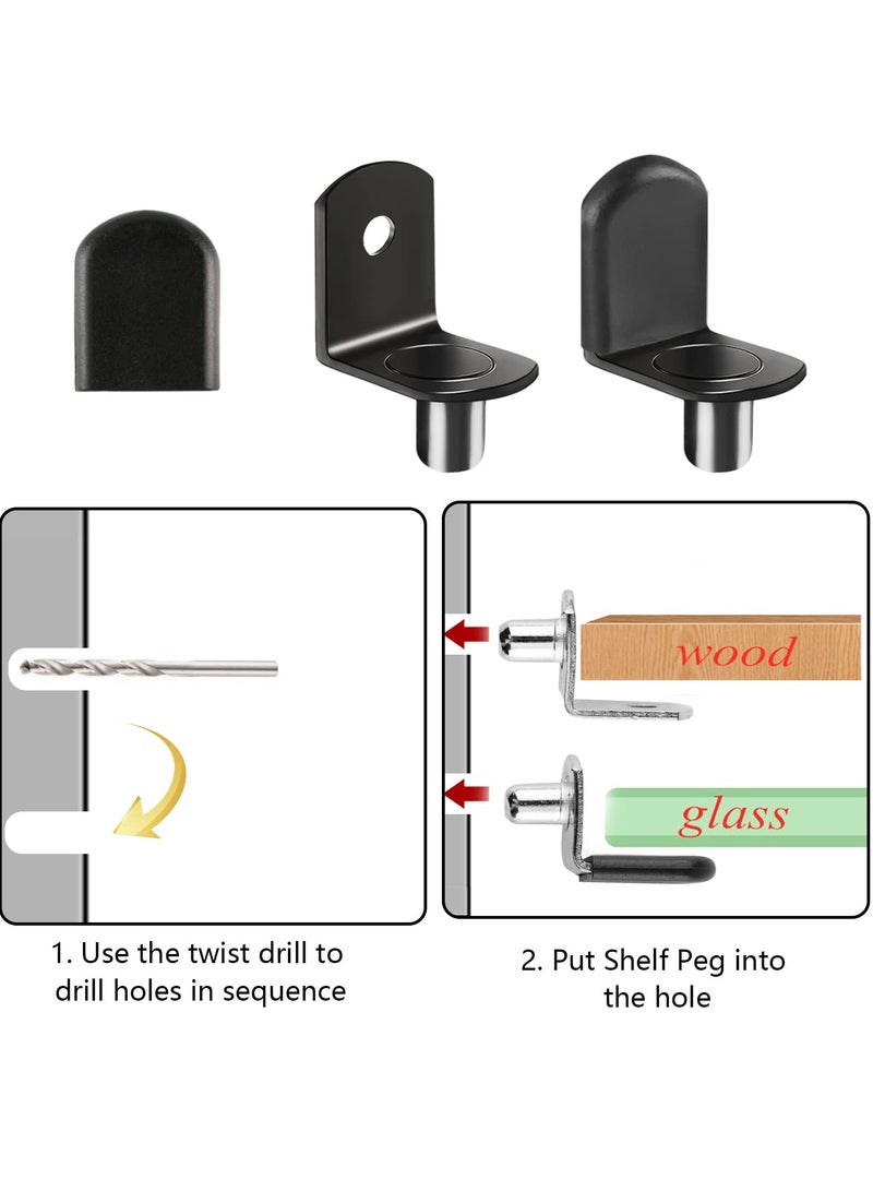 L-Shelf Support Pegs, Plated Steel 1/4 L-Shaped Bracket Style Cabinet Shelf Support Pegs with Rubber Sleeve, for Kitchens Support and Shelves Black-50pcs - Image 4