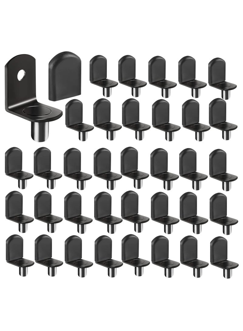L-Shelf Support Pegs, Plated Steel 1/4 L-Shaped Bracket Style Cabinet Shelf Support Pegs with Rubber Sleeve, for Kitchens Support and Shelves Black-50pcs - Image 1