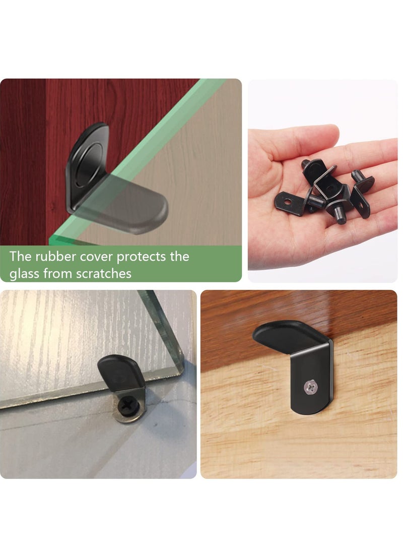 L-Shelf Support Pegs, Plated Steel 1/4 L-Shaped Bracket Style Cabinet Shelf Support Pegs with Rubber Sleeve, for Kitchens Support and Shelves Black-50pcs - Image 3