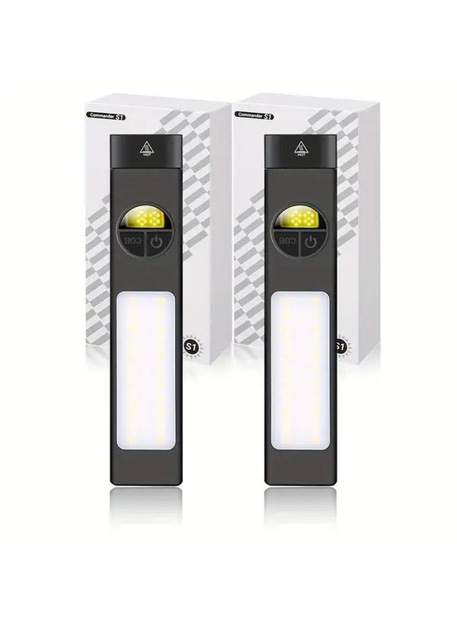 2 Packs Multi Functional LED Flashlight Magnetic Tail Work Lamp Pen Clip - Image 1