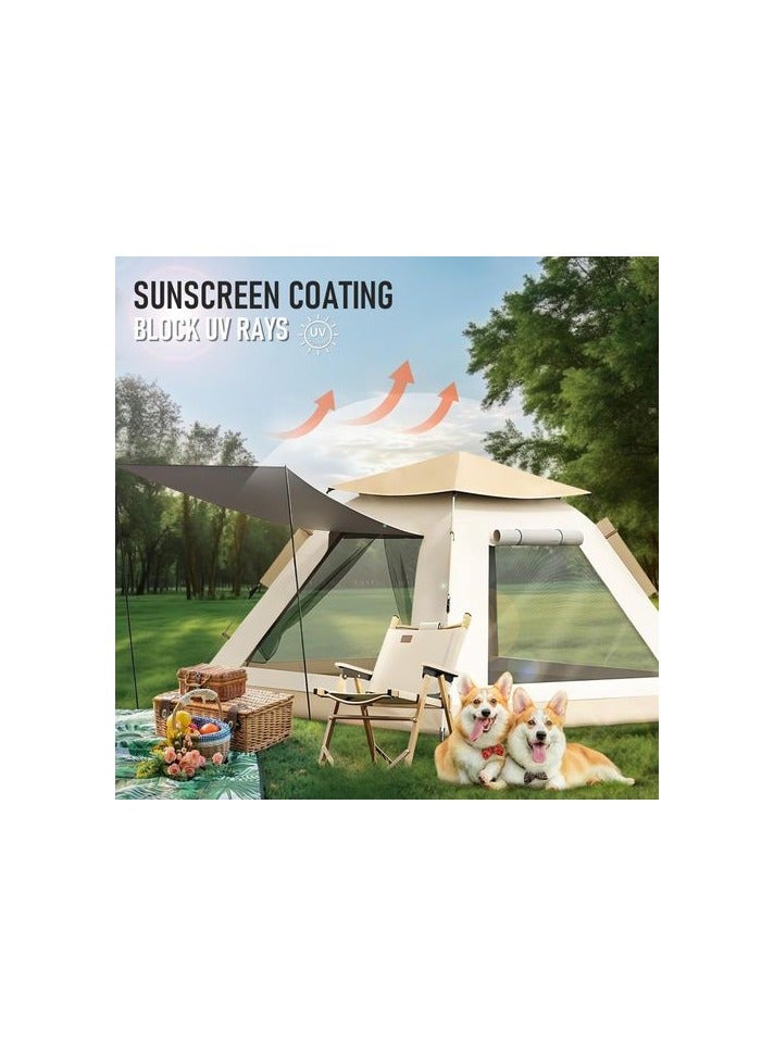 خيمة تخييم تتسع لـ 6  اشخاص، مقاومة للماء، نافذتين وبابين - اوتوماتيك الفتح - Image 4