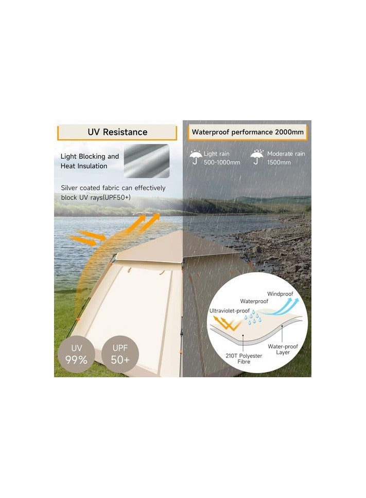 خيمة تخييم تتسع لـ 6  اشخاص، مقاومة للماء، نافذتين وبابين - اوتوماتيك الفتح - Image 5