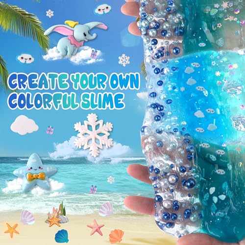 Okaybee 3 x 100mL Blue Slime Kit for Girls Boys Includes Clear Water Crunchy Slime Sensory Experience DIY Slimes Set Slimes Party Favors for Kids Birthday Easter Halloween Teens Gift - Image 5
