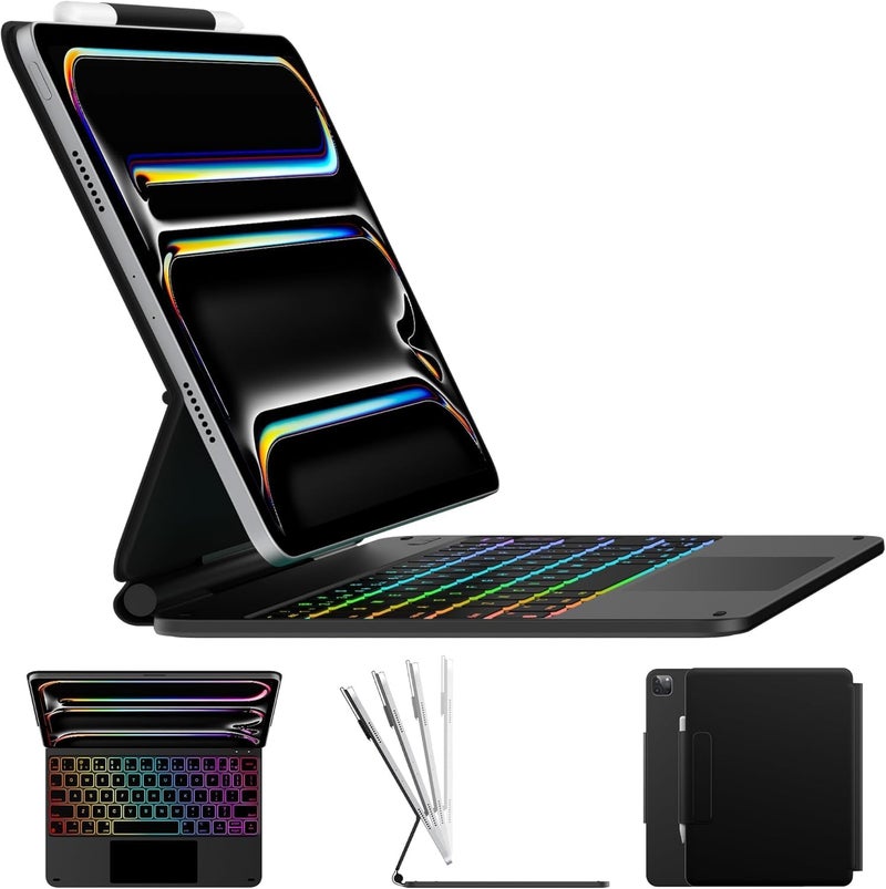 typecase Edge for iPad Pro 11 (M5/M4) with 11-Colors Backlit & Precision Trackpad, Magic Floating Cantilever Magnetic Keyboard Stand (NOT fit Pro 11(4th/3rd/2nd/1st),A16/10th/ Air 11)-Black'26 - Image 1