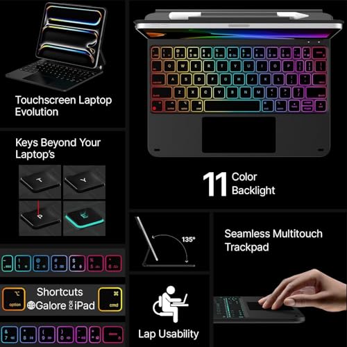 typecase Edge for iPad Pro 11 (M5/M4) with 11-Colors Backlit & Precision Trackpad, Magic Floating Cantilever Magnetic Keyboard Stand (NOT fit Pro 11(4th/3rd/2nd/1st),A16/10th/ Air 11)-Black'26 - Image 5