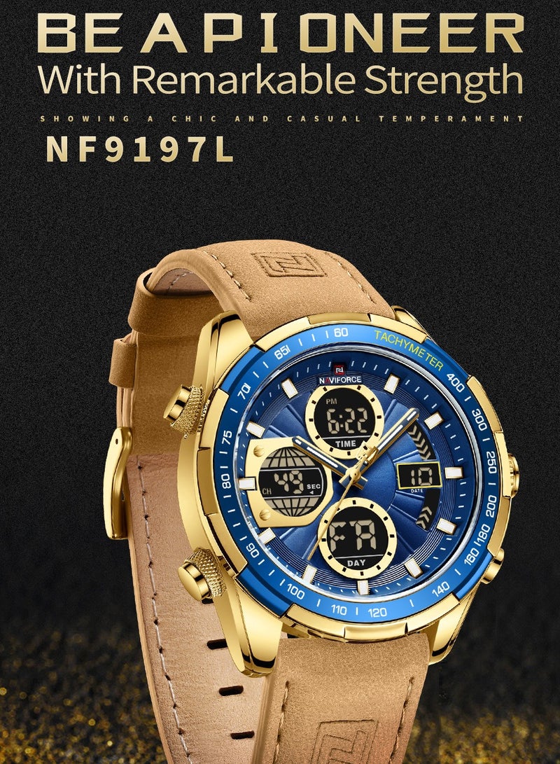 نافيفورس Naviforce رجالي أزياء ووتش العسكرية الفاخرة حركة الأصلي توقيت ووتش للماء كوارتز ساعة رقمية - Image 4