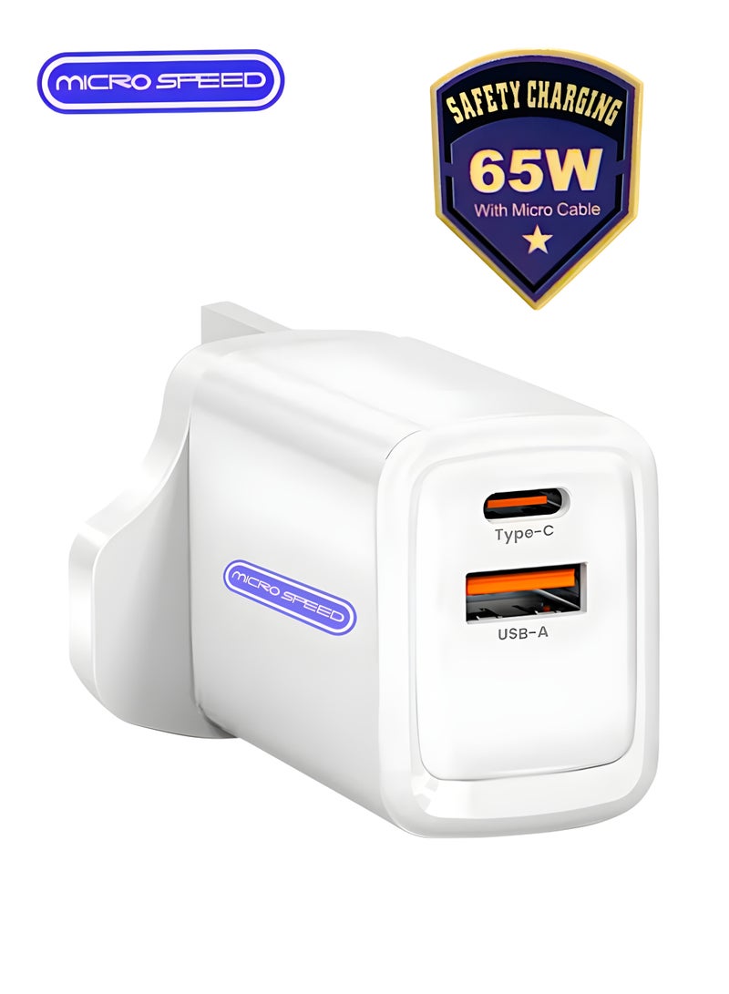micro speed 65W Smart Fast Charger – All-in-One Turbo & Flash Charging Adapter with 3.0A Micro Cable, Overheat & Voltage Protection, MS-280  - Image 1