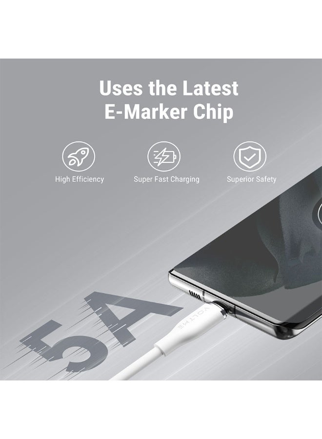 فولتمي سلك شاحن فولتمي سلسلة موس من USB-C إلى USB-C بطول 1.8 م وبقوة 100 واط - أبيض - Image 3