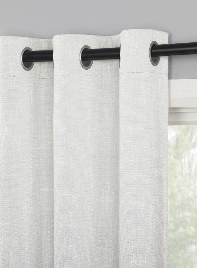 Sun Zero Aldwin Slub Texture Magnetic Closure 100% Blackout Grommet Curtain Panel, 40" x 63", Pearl - Image 3