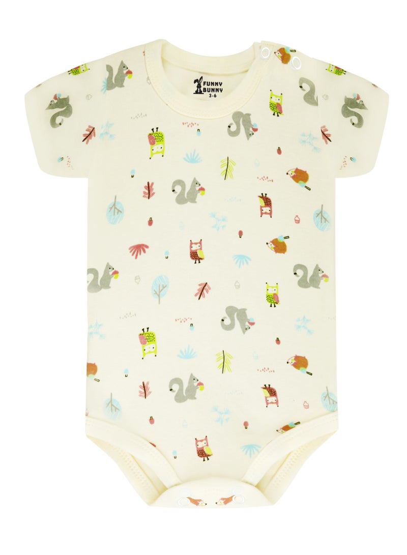 Half Sleeves Girls Printed Onesies (Snap Closure) Bundle Of 3 Onesies