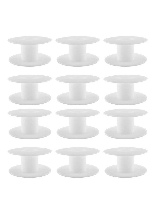 JCBIZ 12pcs 69mm Plastic Spool White Bobbin Empty Spools for Ribbon Beading String Wire Bobbin Cord Ropes - Image 1