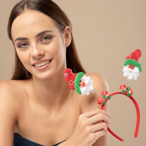 Radhu & Kabby Santa Claus Headband | Red Christmas Hairband | Fun, Bouncy Santa & Mushroom Design | Festive Xmas Gift Accessories |Pack of 1 - Image 5