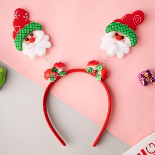 Radhu & Kabby Santa Claus Headband | Red Christmas Hairband | Fun, Bouncy Santa & Mushroom Design | Festive Xmas Gift Accessories |Pack of 1 - Image 2