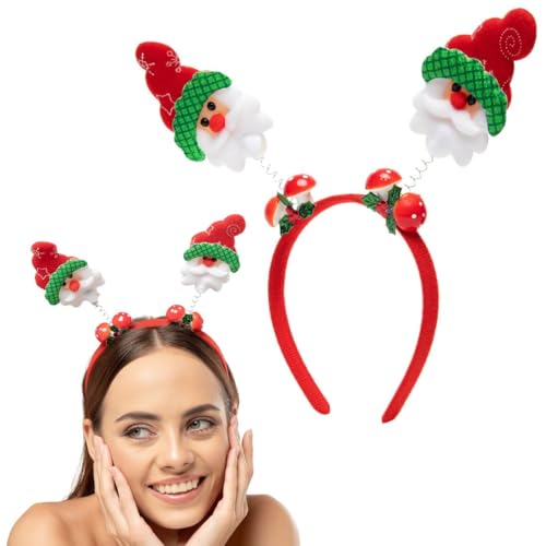 Radhu & Kabby Santa Claus Headband | Red Christmas Hairband | Fun, Bouncy Santa & Mushroom Design | Festive Xmas Gift Accessories |Pack of 1 - Image 1