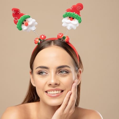 Radhu & Kabby Santa Claus Headband | Red Christmas Hairband | Fun, Bouncy Santa & Mushroom Design | Festive Xmas Gift Accessories |Pack of 1 - Image 4