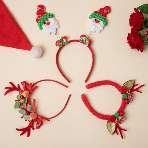 Radhu & Kabby Santa Claus Headband | Red Christmas Hairband | Fun, Bouncy Santa & Mushroom Design | Festive Xmas Gift Accessories |Pack of 1 - Image 3