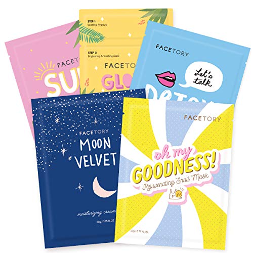 FACETORY K Beauty Face Mask Skin Care - CLASSIC 5 COLLECTION Sheet Mask Set | Natural Premium Korean Face Mask For All Skin Types - No Sulfates No Parabens (5 pc) - Image 1
