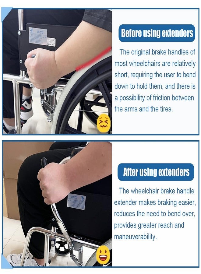 MESINURS Wheelchair Brake Handle Extenders for 5/8" Tips - Upgrade Flat Wheel Lock Grips Replacement, Pack of 2 - Image 4