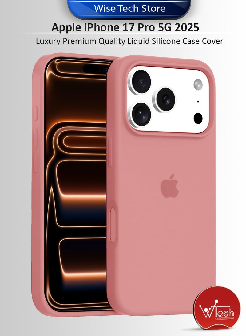 دبليو تيك جراب أبل آيفون 17 برو 5G 2025 الفاخر من نوع سيليكون السائل بجودة متميزة (MCRPSN) - وردي غامق - Image 1