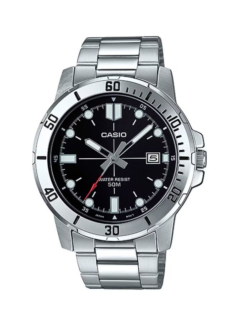 CASIO Men's Water Resistant Analog Watch MTP-VD01D-1EVUDF - 49 mm - Silver