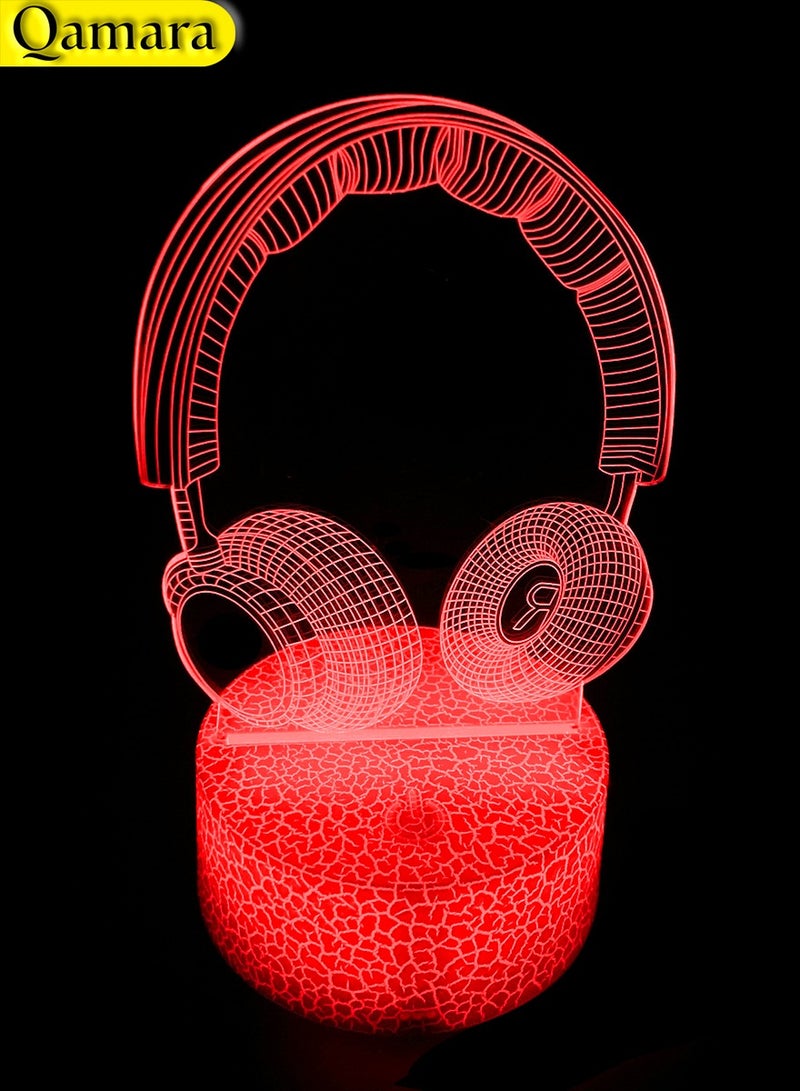 QAMARA 3D night light in the shape of headphones, featuring LED ambient lighting, USB-powered, with dual touch and remote control, suitable for placement in various settings.  - Image 5