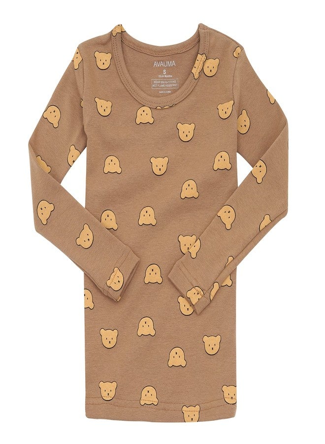 AVAUMA Baby Boys Girls Pajama Set 6M-8T Kids Cute Toddler Snug fit Pjs Cotton Sleepwear (GomGom_Brown S) - Image 4
