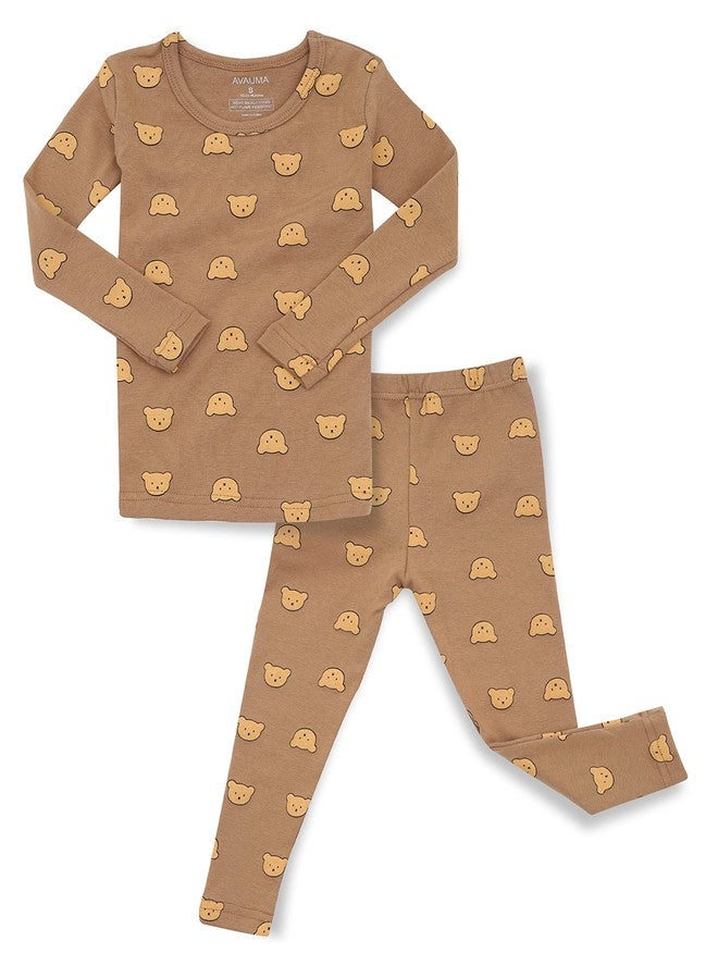 AVAUMA Baby Boys Girls Pajama Set 6M-8T Kids Cute Toddler Snug fit Pjs Cotton Sleepwear (GomGom_Brown S) - Image 1