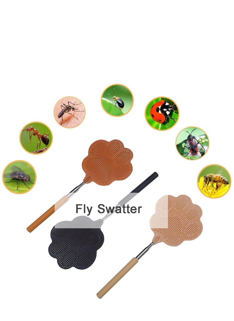 Excefore - 3Pcs Extendable Fly Swatter Manual, Telescopic Fly Swatters Heavy Duty Set, Bug Swatter with Adjustable Long Handle, Mosquito Killer Flyswatter Swatter for Indoor,Outdoor, School - Image 1