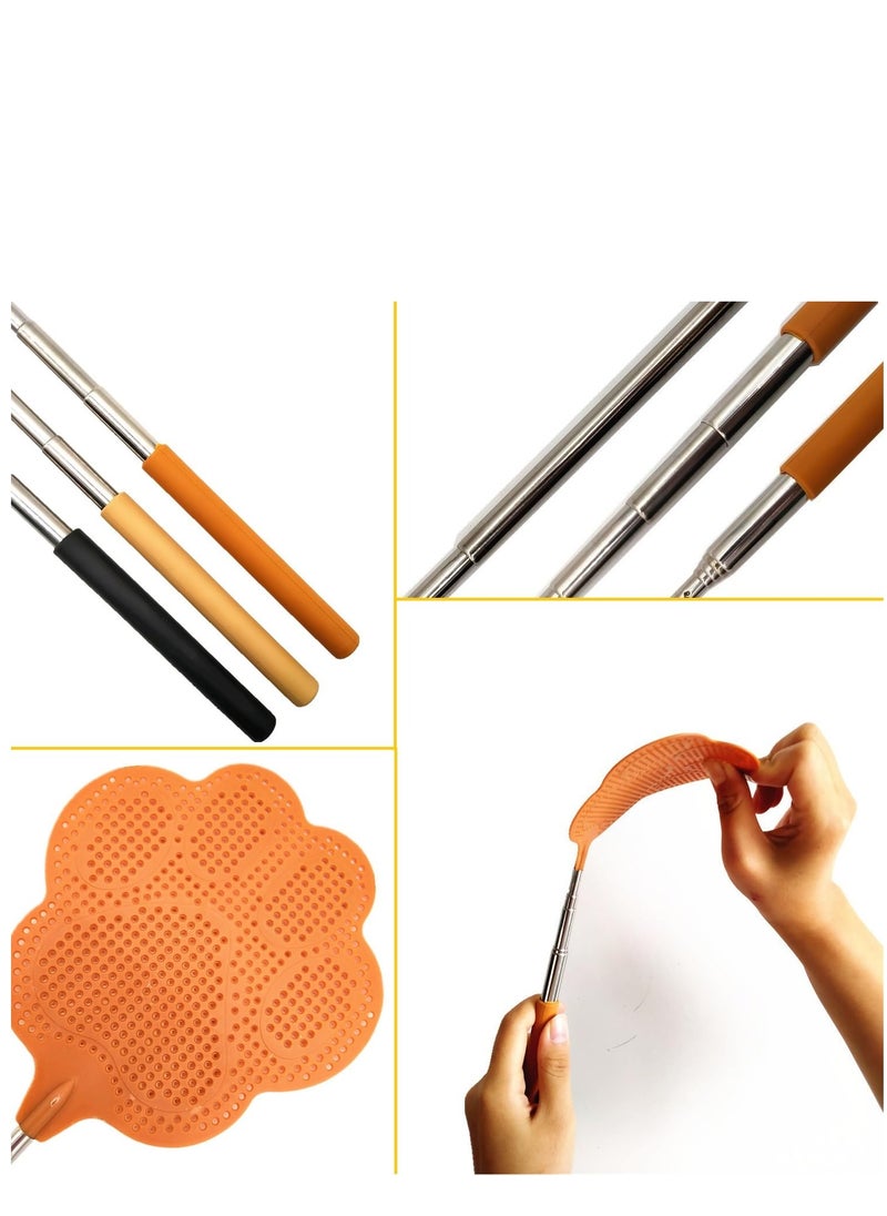 Excefore - 3Pcs Extendable Fly Swatter Manual, Telescopic Fly Swatters Heavy Duty Set, Bug Swatter with Adjustable Long Handle, Mosquito Killer Flyswatter Swatter for Indoor,Outdoor, School - Image 1