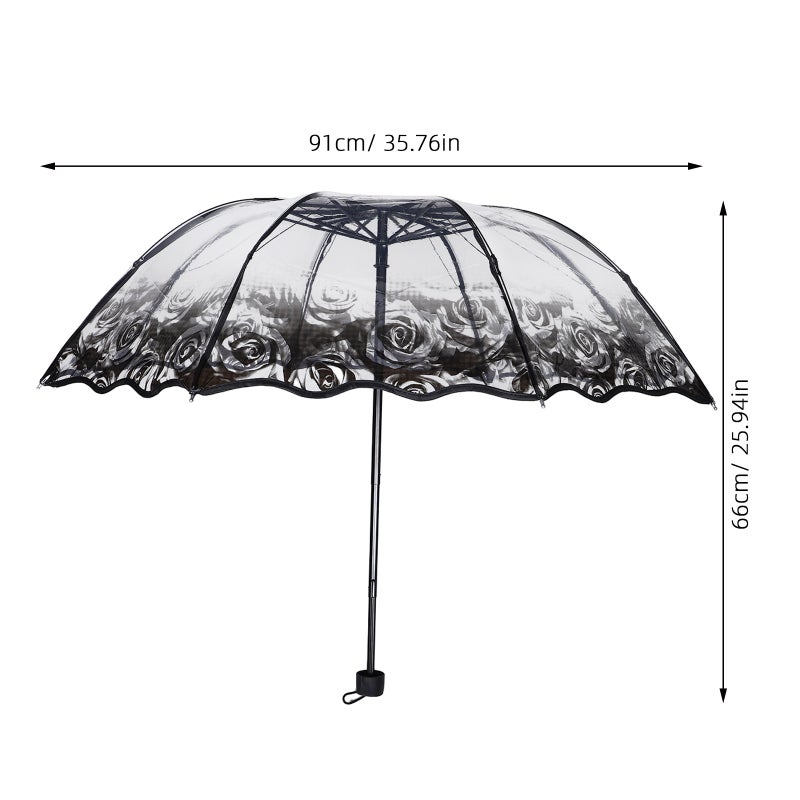 Manual Folding Clear Umbrella For Women Windproof And Compact Umbrella For Easy Carrying For Weddings And Travel - Image 3