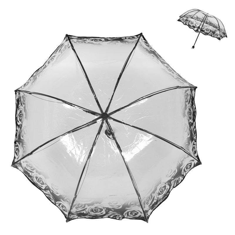 Manual Folding Clear Umbrella For Women Windproof And Compact Umbrella For Easy Carrying For Weddings And Travel - Image 5