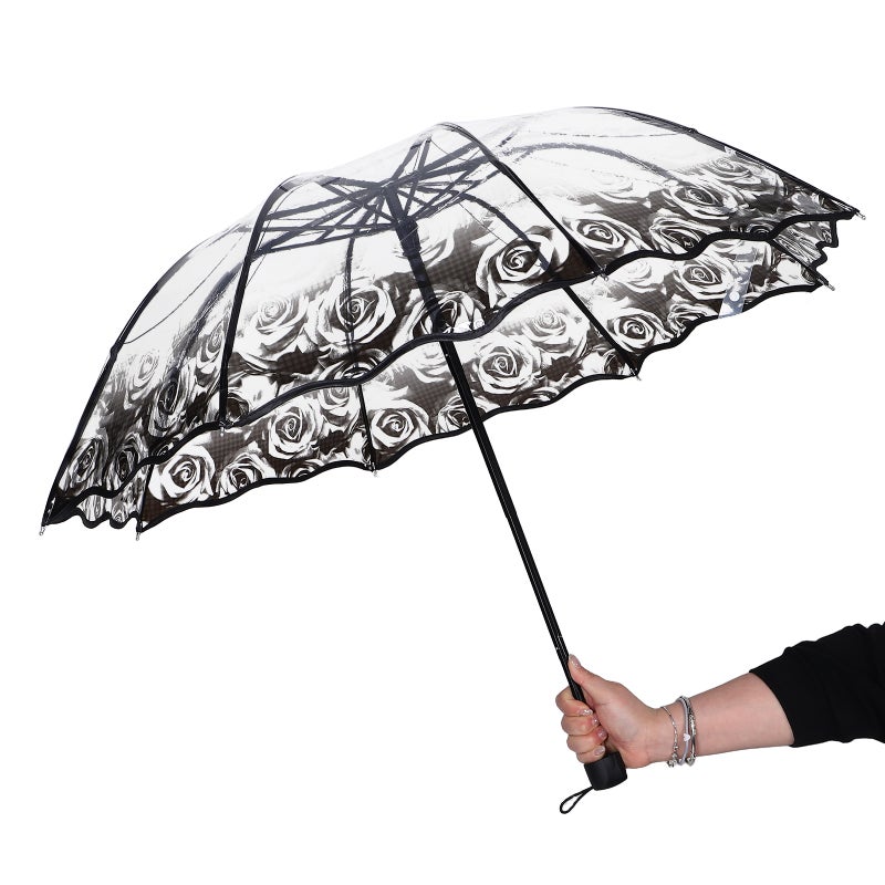 Manual Folding Clear Umbrella For Women Windproof And Compact Umbrella For Easy Carrying For Weddings And Travel - Image 2