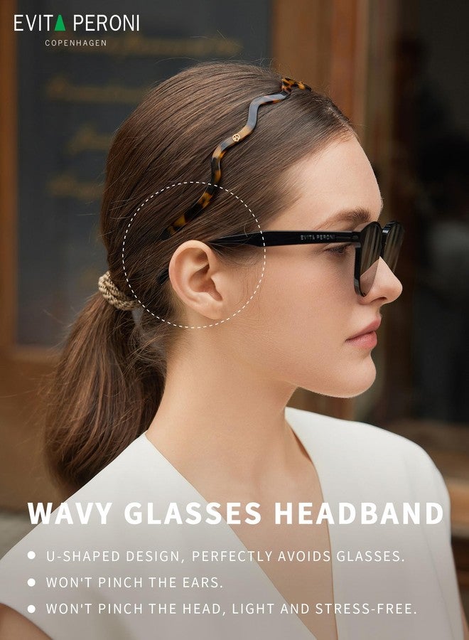 EVITA PERONI Wavy Glasses Headband Hair Band Designed for Eyewear, Comfortable Headbands for Women Fashion Thin Headbands Non Slip No Pressure, No Headache-Tortoise - Image 2