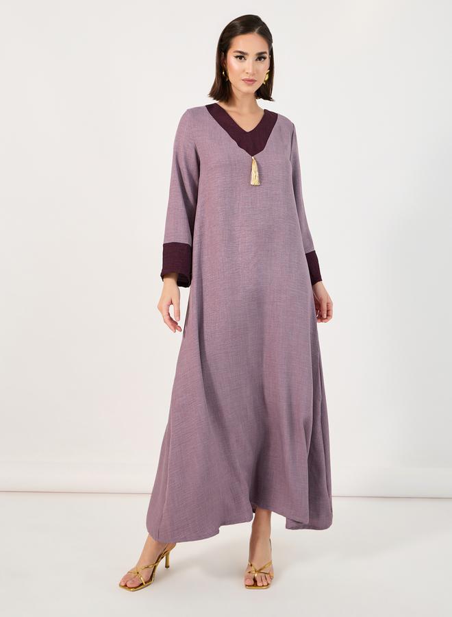 ستايلي جلابية بتفاصيل مُتباينة وشراشيب - Image 4