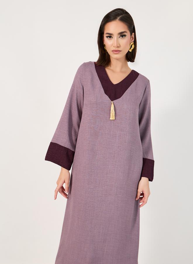 ستايلي جلابية بتفاصيل مُتباينة وشراشيب - Image 2