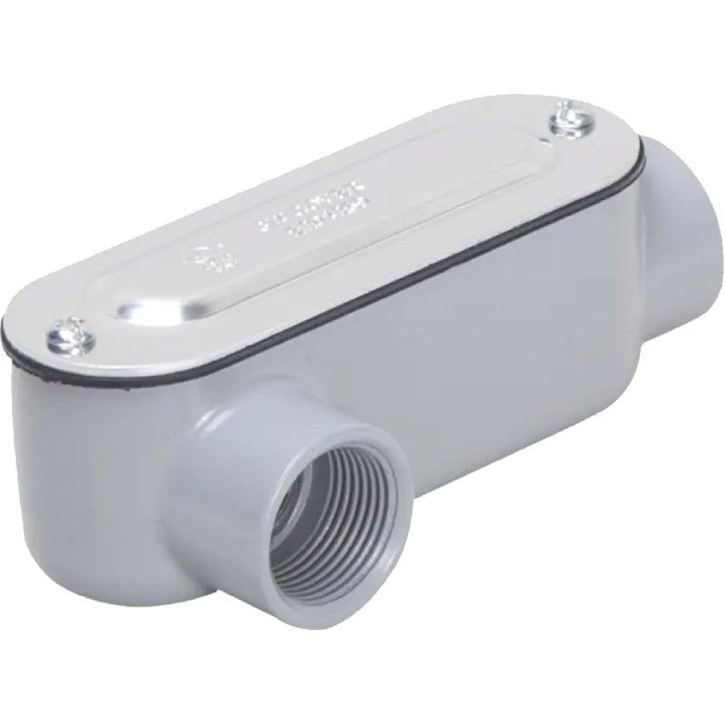 Taymac Rlr050 Threaded Lr Type Conduit Body  Die Cast Aluminum  Stamped Steel Cover  1/2-Inch  Gray - Image 1