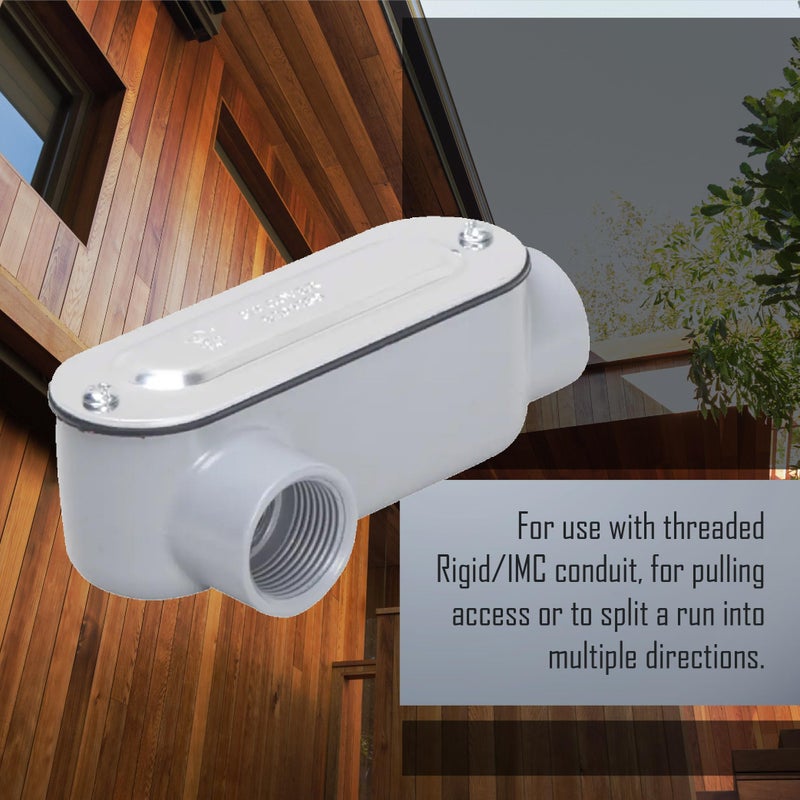 Taymac Rlr050 Threaded Lr Type Conduit Body  Die Cast Aluminum  Stamped Steel Cover  1/2-Inch  Gray - Image 4