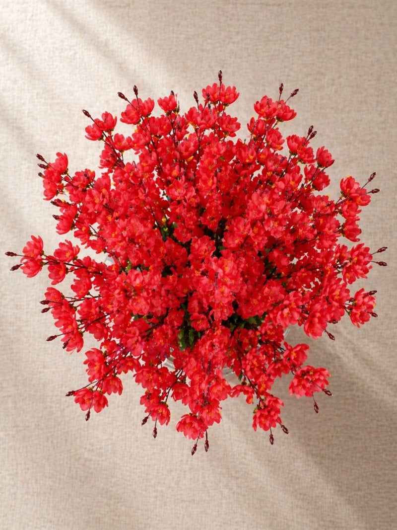 ARTSY® Artificial Flowers Bunch for Decoration Cherry Blossom, Ideal for vase, Home, Office Decor, Gifts, Craft, Artificial Plants for Decoration, Without vase, Red, Combo, 2 Piece, 55 cm Height | - Image 2