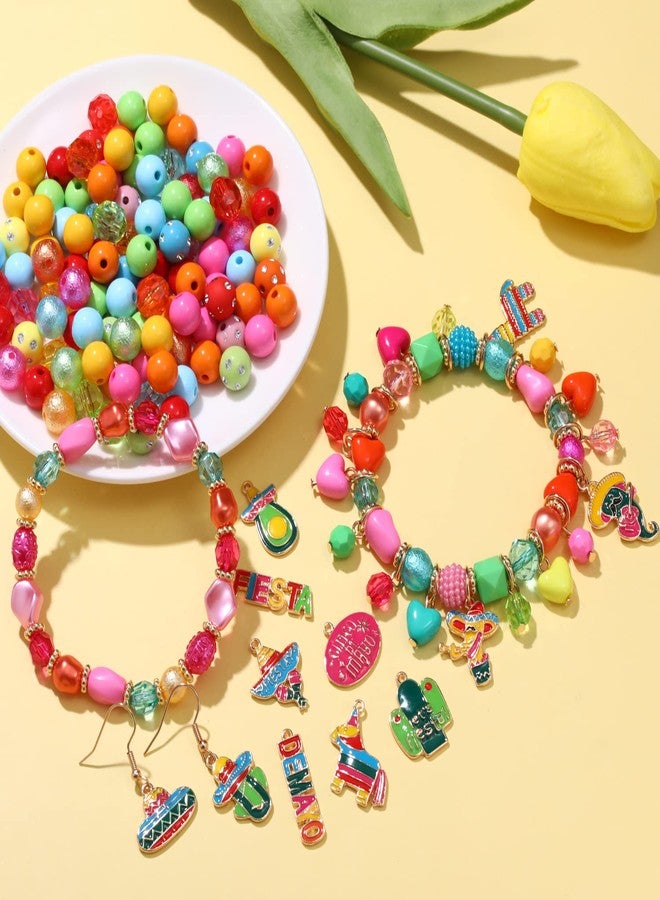 CEALXHENY 2750PCS Mexican Beads Colorful Cinco De Mayo Fiesta Beads for Jewelry Making, Polymer Clay Beads Crystal Acrylic Bead Enamel Sombrero Chili Fiesta Charms for Bracelet Necklace Making DIY Crafts - Image 2